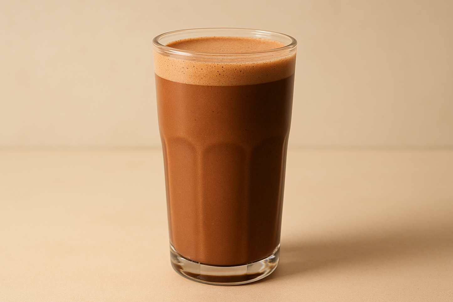 colllagen cacao drink in tall galss