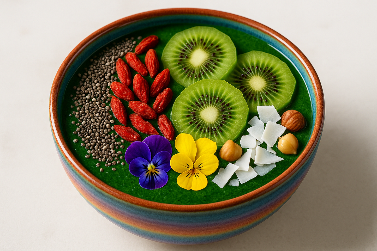 green detox in a colorful bowl