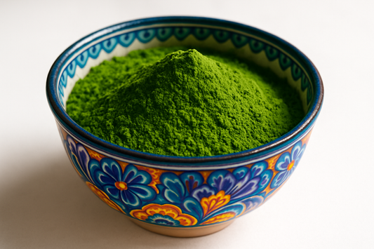 matcha in colorful bowl